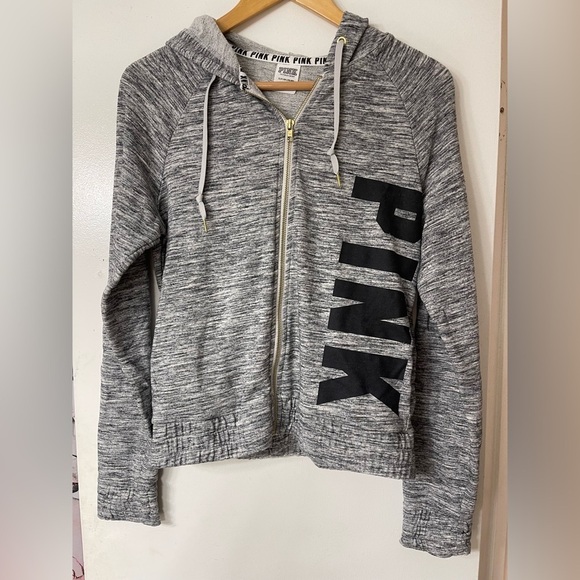 PINK Victoria's Secret Tops - PINK Victoria's Secret Gray Zip-Up Hoodie